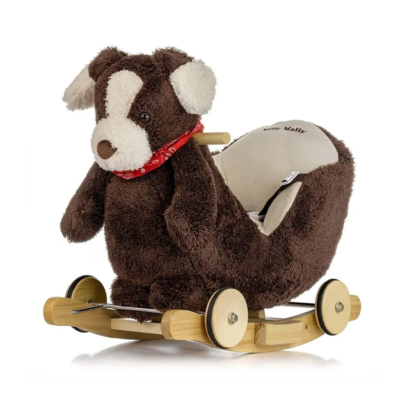 Hojdací psík s melódiou a kolieskami Milly Mally Polly Plus Brown Dog