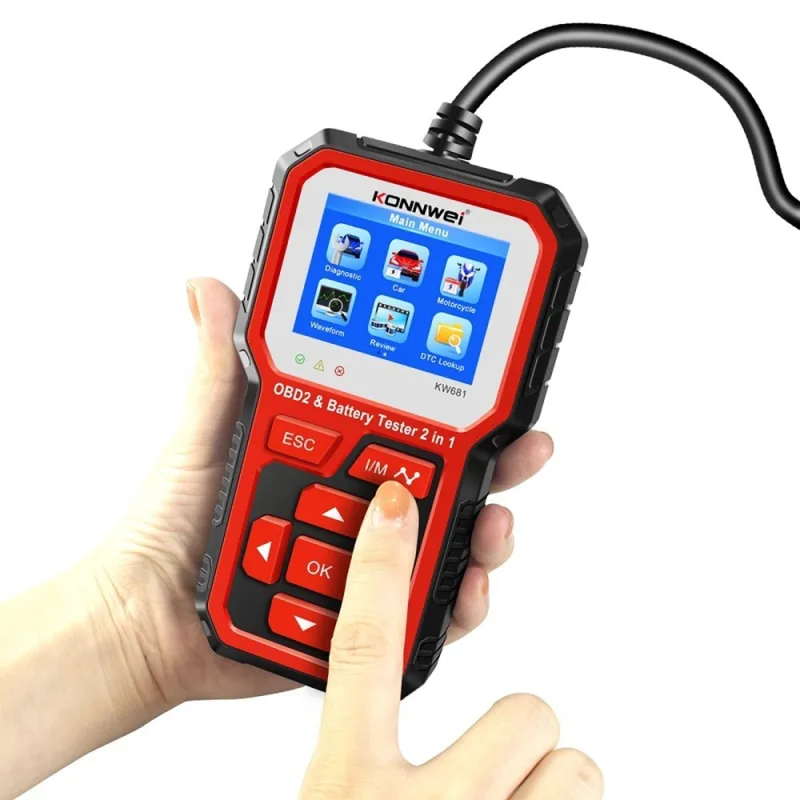 Diagnostický merač, OBD2 skener, tester batérií Konnwei KW681 autodiagnostika