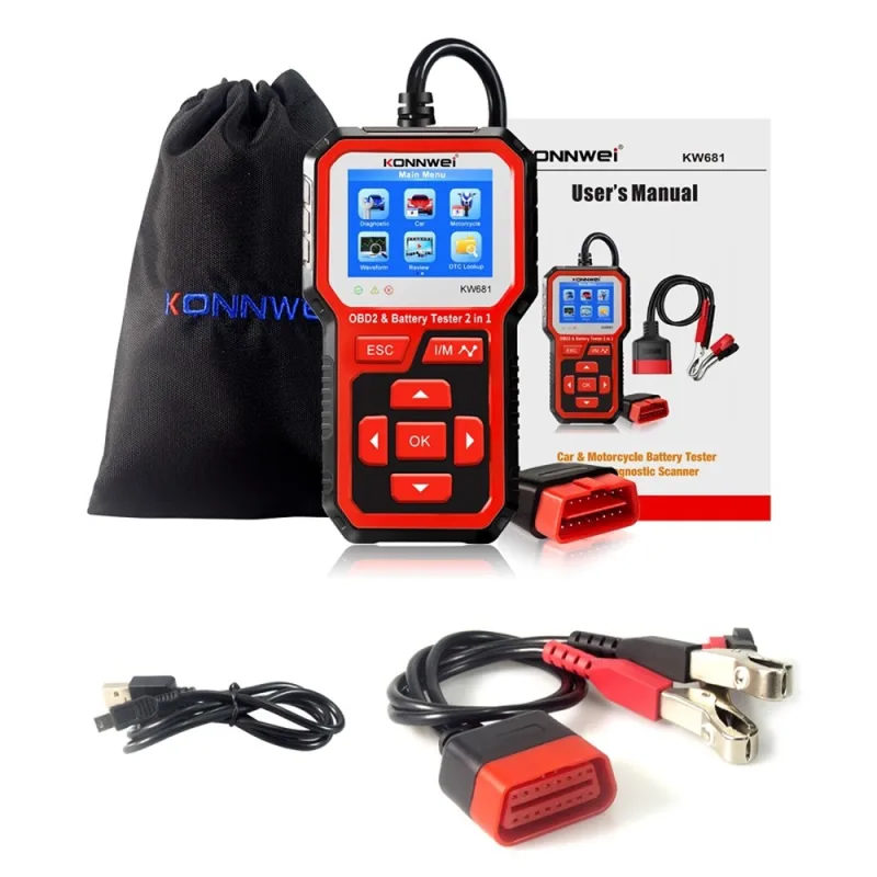 Diagnostický merač, OBD2 skener, tester batérií Konnwei KW681 autodiagnostika