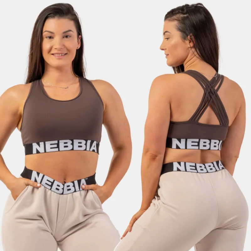 Športová podprsenka Cross Back 410 Brown - NEBBIA Veľkosť: M