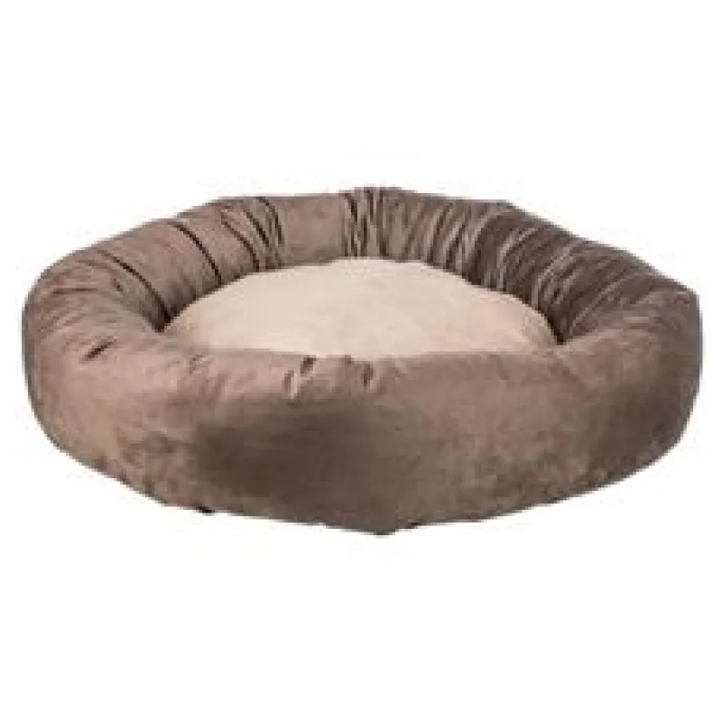 Kulatý recyklovaný pelech LIONEL, fleece, hnědá/béžová 60 cm