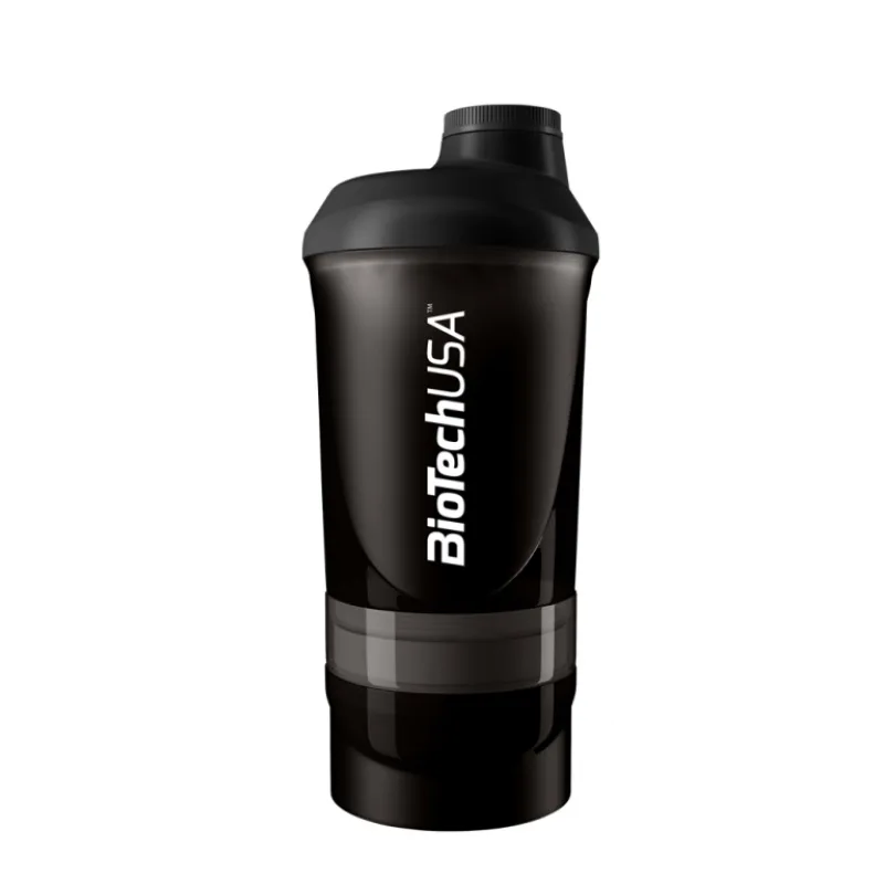 BioTech USA Šejker Wave+ dymový priesvitný - 850 ml (500ml + 150 ml + 200 ml) Farba: Dymová priesvitná