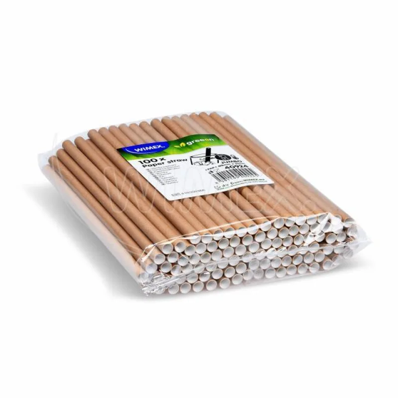 Slámky papírové JUMBO kraft 20 cm, Ø 8 mm [100 ks] (40924)