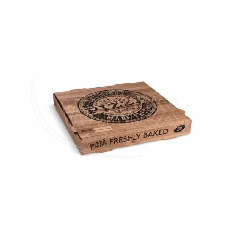 Krabice na pizzu (mikrovlnitá lepenka) kraft 26 x 26 x 4 cm [100 ks](71826)