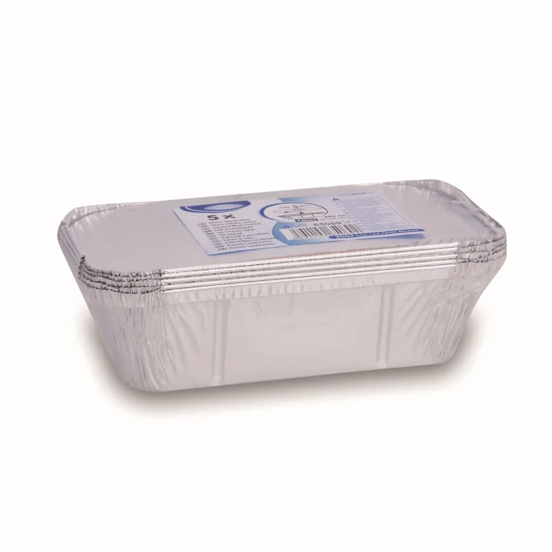 Miska (ALU) hranatá 200 x 112 x 54 mm 720ml + víčko [5 sad] (65069)