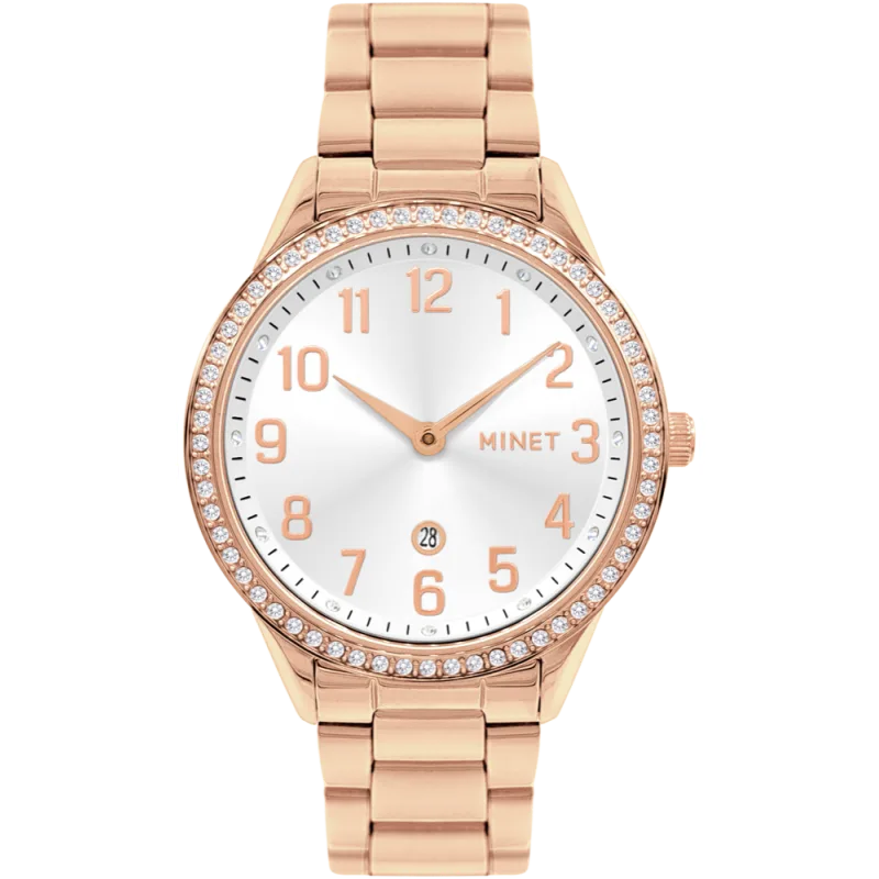 MINET Rose gold dámské náramkové hodinky AVENUE s čísly MWL5300