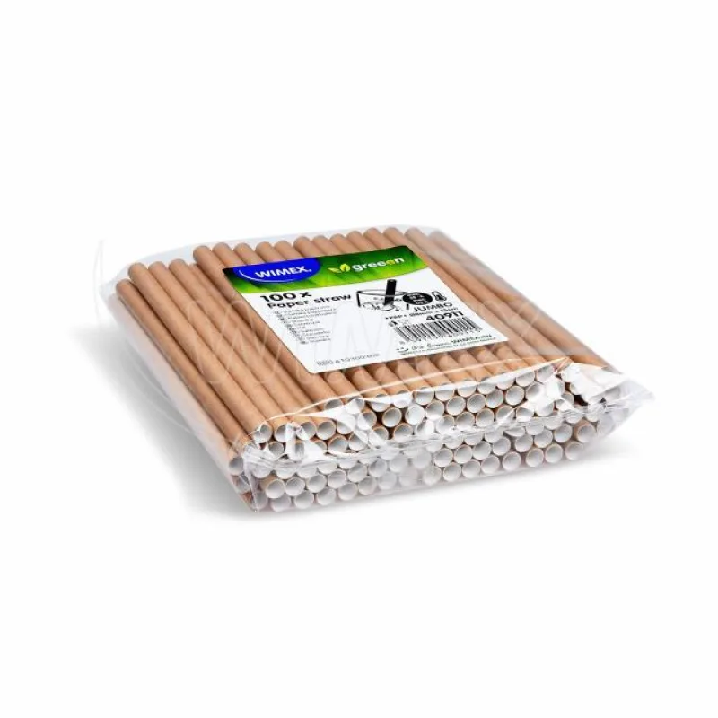 Slámky papírové JUMBO kraft 15 cm, Ø 8 mm [100 ks] (40911)
