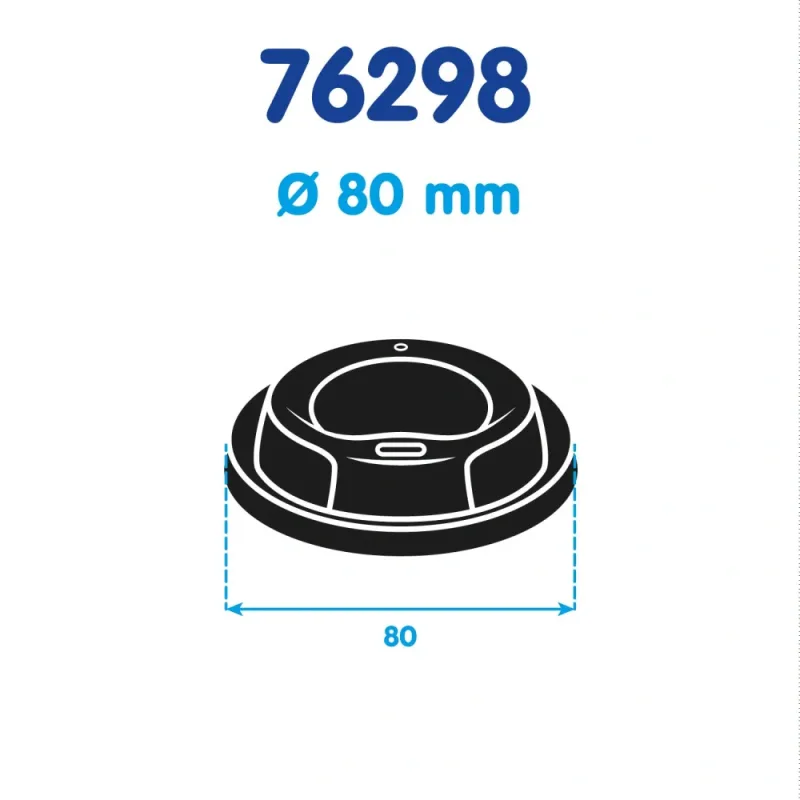 Víčko vypouklé černé pro kelímky Ø 80 mm [100 ks] (76298-1N, CH2N)