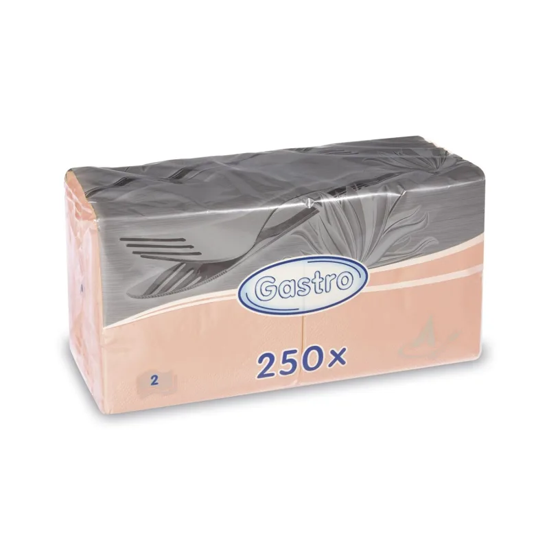 Ubrousky 2-vrstvé 24 x 24 cm apricot [250 ks] (85904)