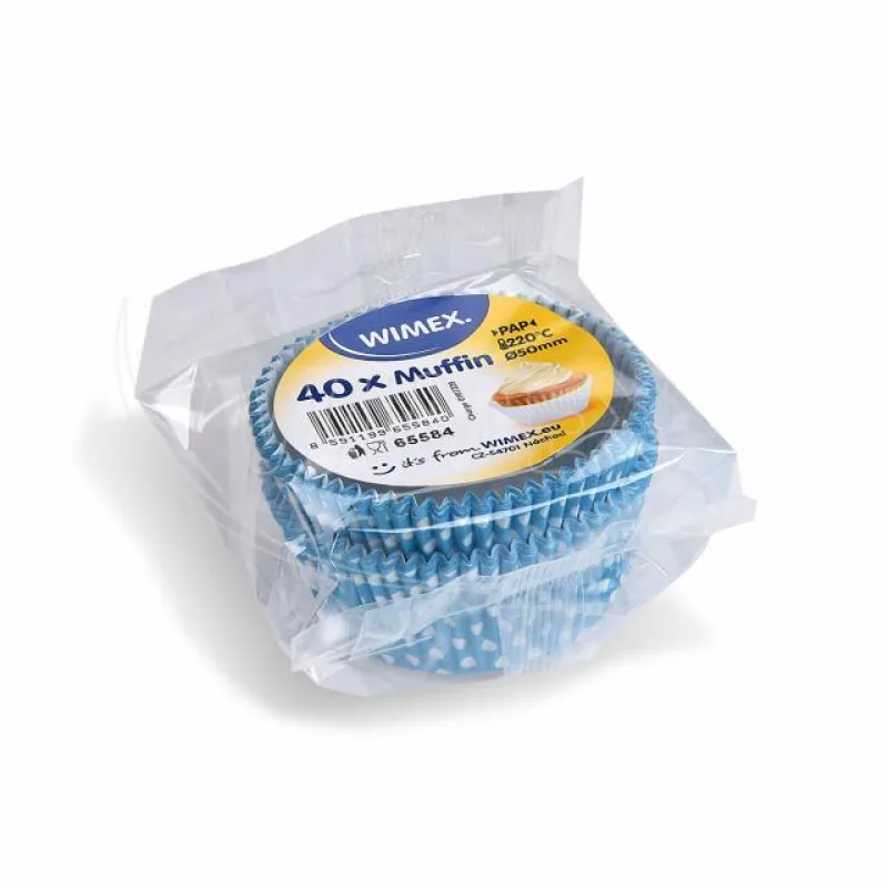 Cukrářské košíčky na muffiny, puntíky modré Ø 50 x 30 mm [40 ks] (65584)