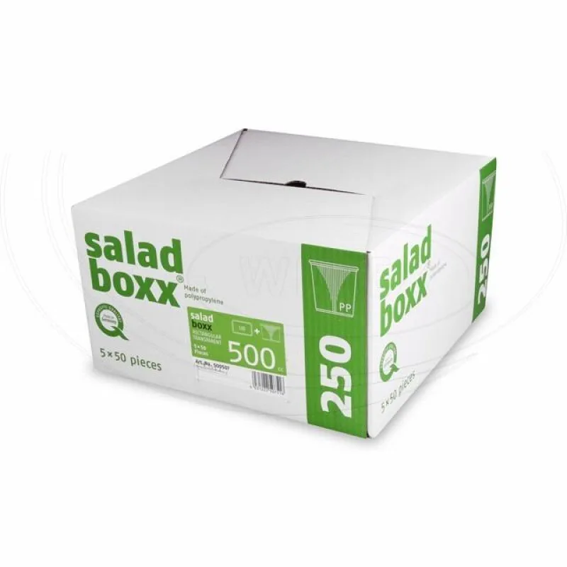 Miska hranatá průhledná 500 ml + víčko (PP) [2 x 250 ks] (PP507 - CH6N)