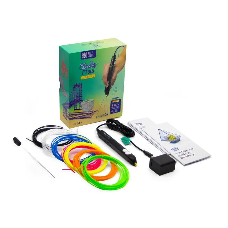 3Doodler 3D pero FLOW + 8 PLA náplní a 3D šablona FLOW-INTL