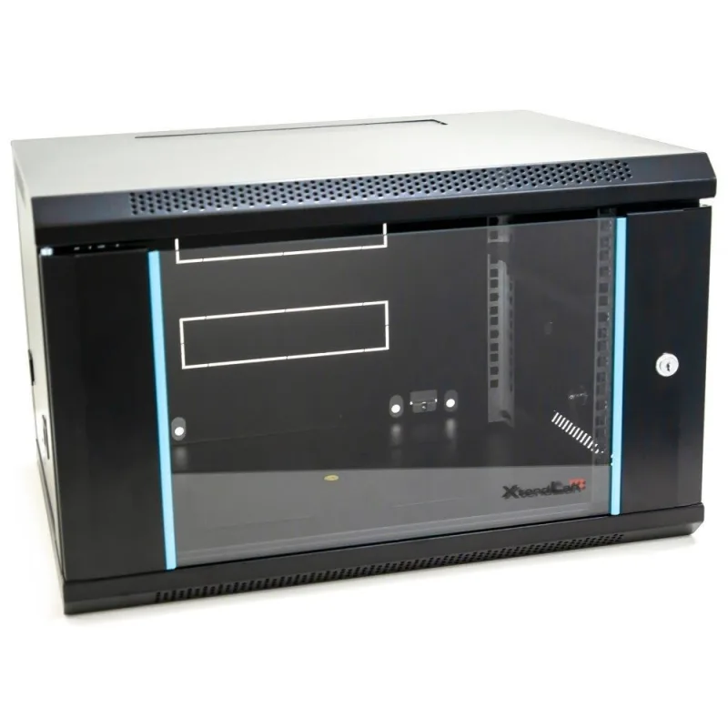 XtendLan 19" nástěnný rozvaděč 6U 600x450, nosnost 60 kg, skleněné…