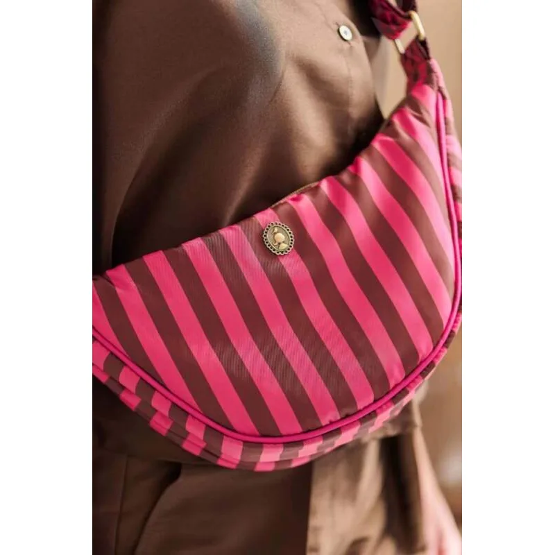 Pip Studio Freya Half Moon Cross Body Stripe kabelka, růžová