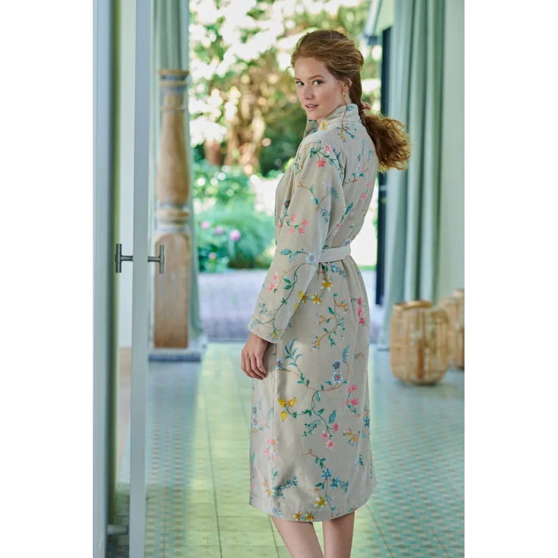 Pip Studio Les Fleurs bavlněný froté župan, khaki