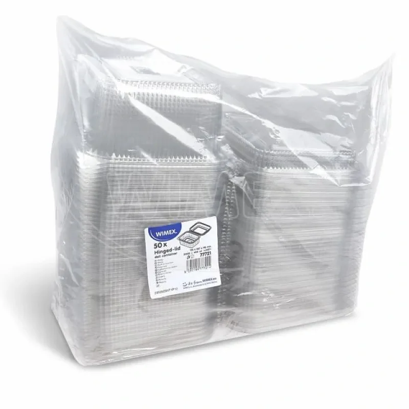 Miska hranatá průhledná s vypouklým víčkem 2000 ml + 450 ml (rPET) [50 ks] (77721)