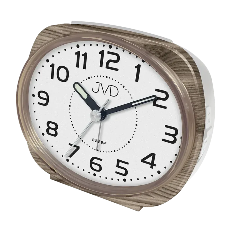 JVD Netikajcí tichý přehledný budík JVD SRP001.5 v imitaci dřeva