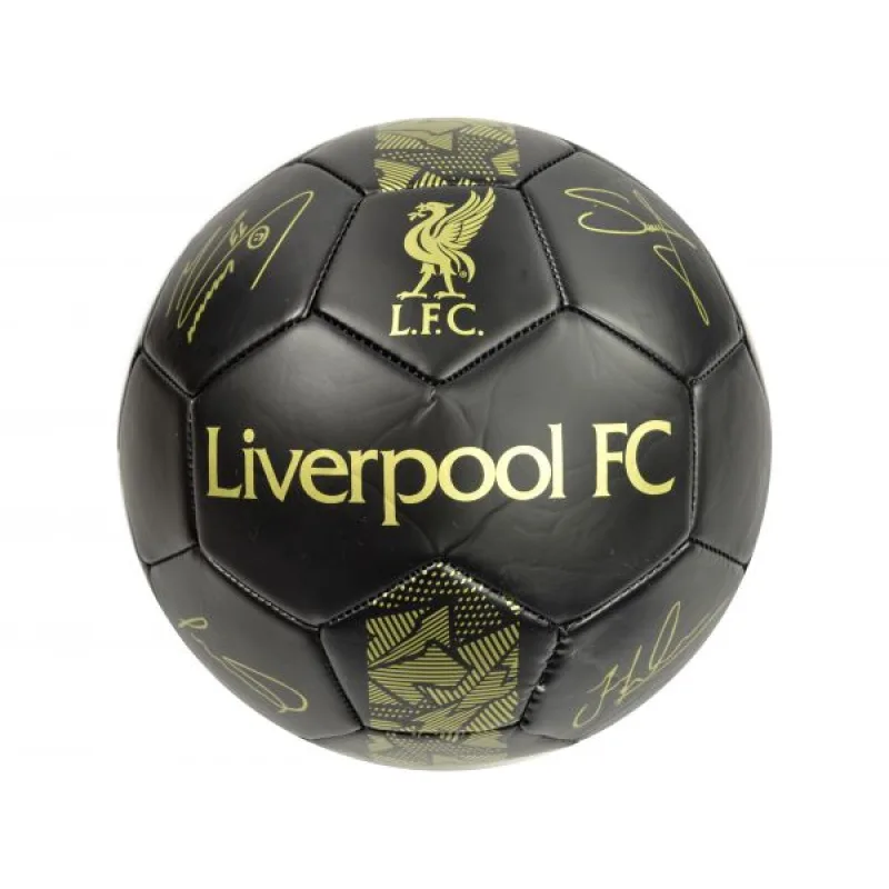 Liverpool futbalová lopta s podpismi čierna - SKLADOM
