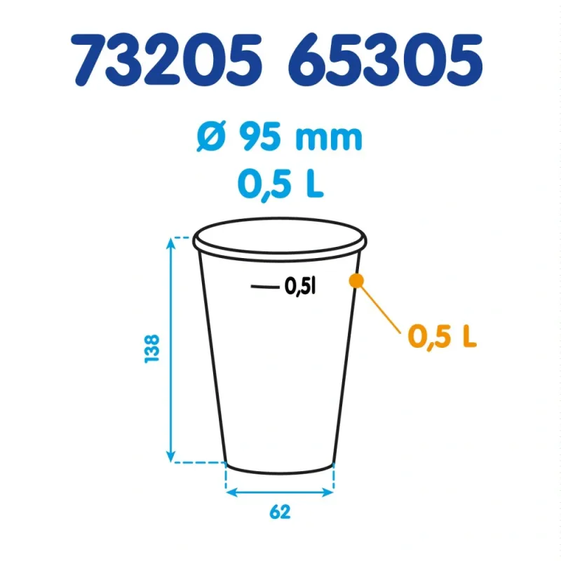 Kelímek bílý 0,5 l -PP- (Ø 95 mm) [50 ks] (73205)