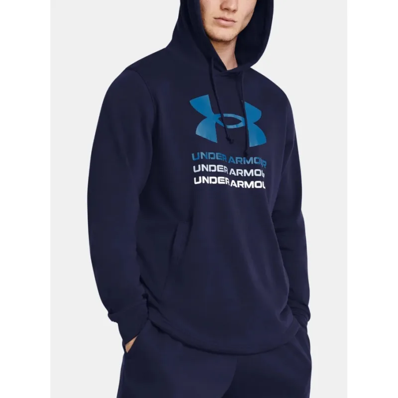 Pánska mikina Under Armour UA Rival Terry Graphic Hood - Blue Veľkosť: Modrá - XL