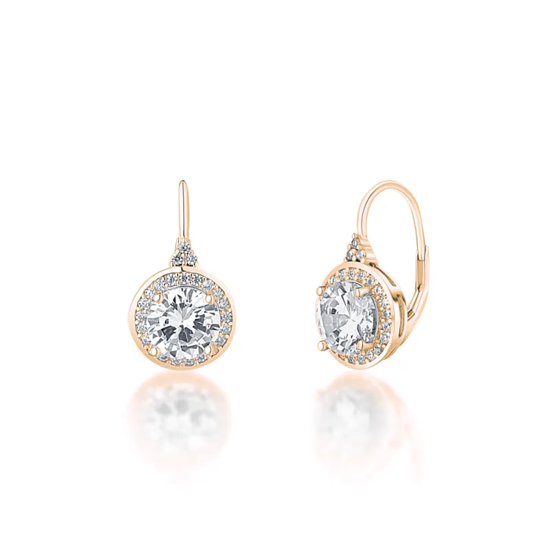 JVD Dámské stříbrné rose gold klasické náušnice se zirkony ryz. 925/1000 SVLE1120XH2RO00