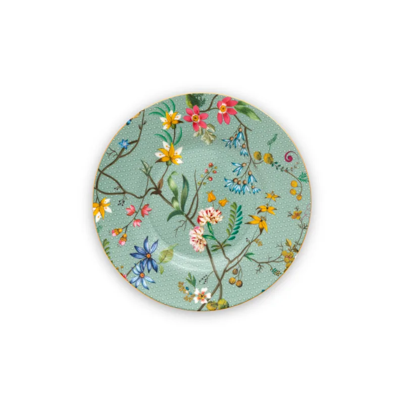 Pip Studio Jolie Fowers Blue, malý talířek ∅12cm, modrý