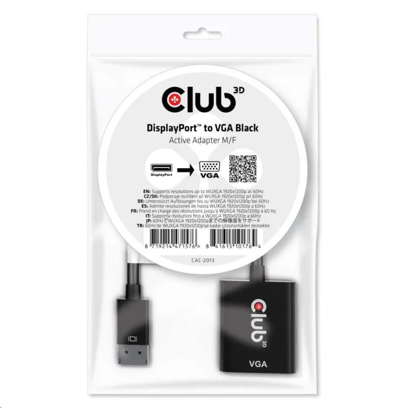 Aktívny adaptér Club3D DisplayPort na VGA CAC-2013