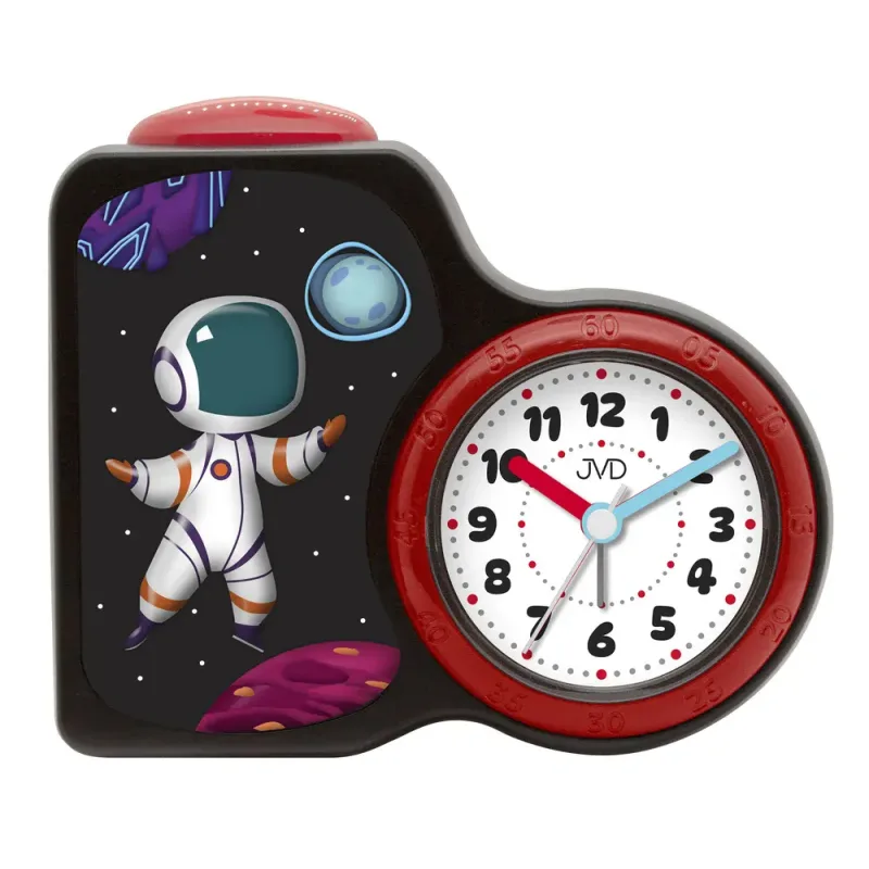 JVD Dětský netikající tichý sweep budík JVD SRP163.3 s astronautem