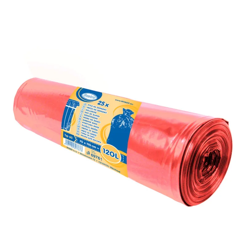 Pytle na odpadky 120 l červené 70 x 110 cm (Typ 60) [25 ks] (69761)