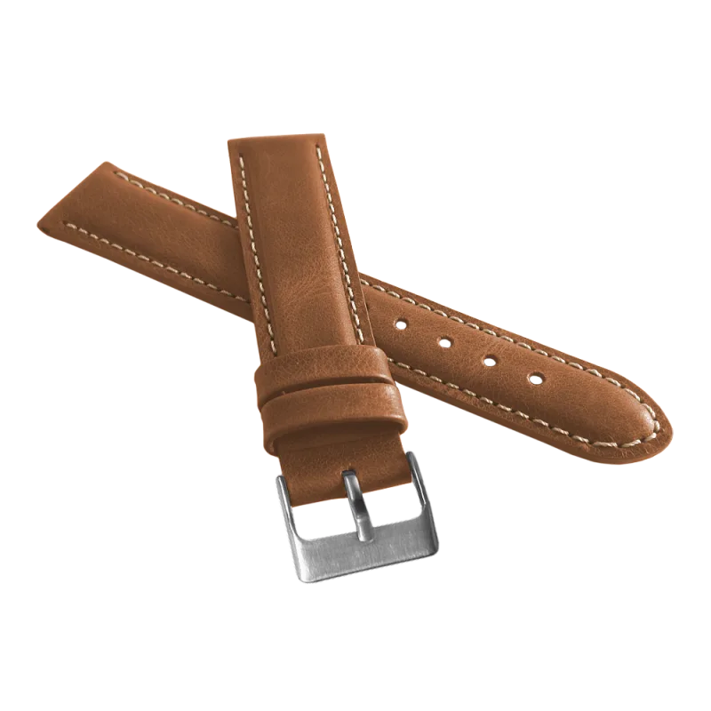 Polstrovaný hnědý prošitý řemínek LAVVU SPORT z luxusní kůže Top Grain - 18mm LSBUE18