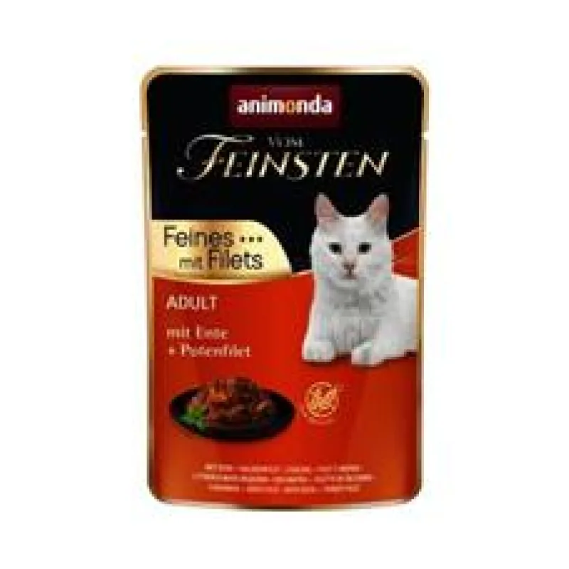 Vom Feinsten Adult FEINES m.Fillets - kachna + krůtí filet, kapsička pro kočky 85g