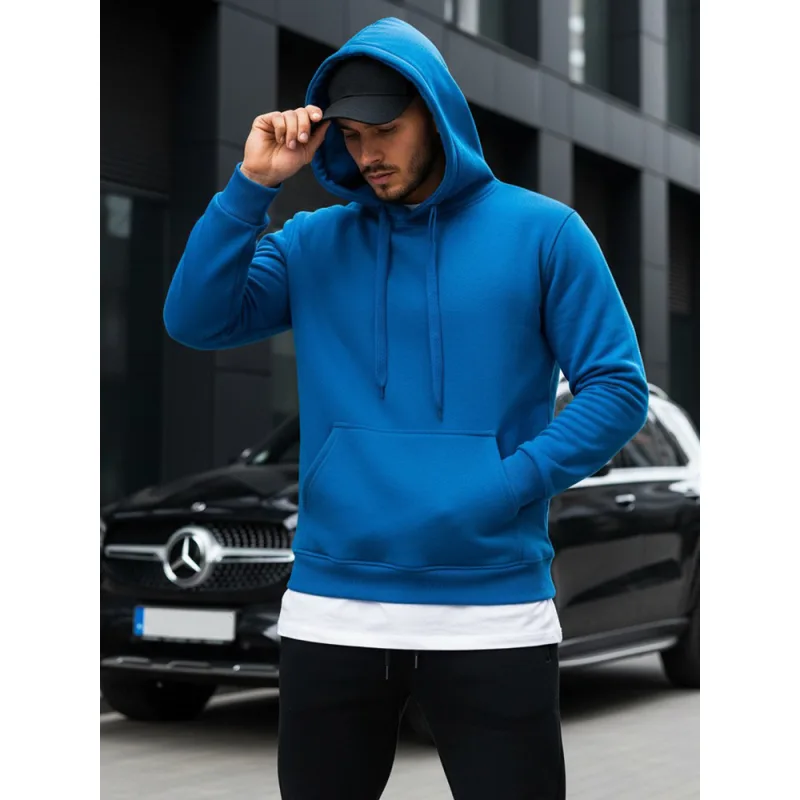 Pánska mikina s kapucňou modrá Dstreet BX5081 L