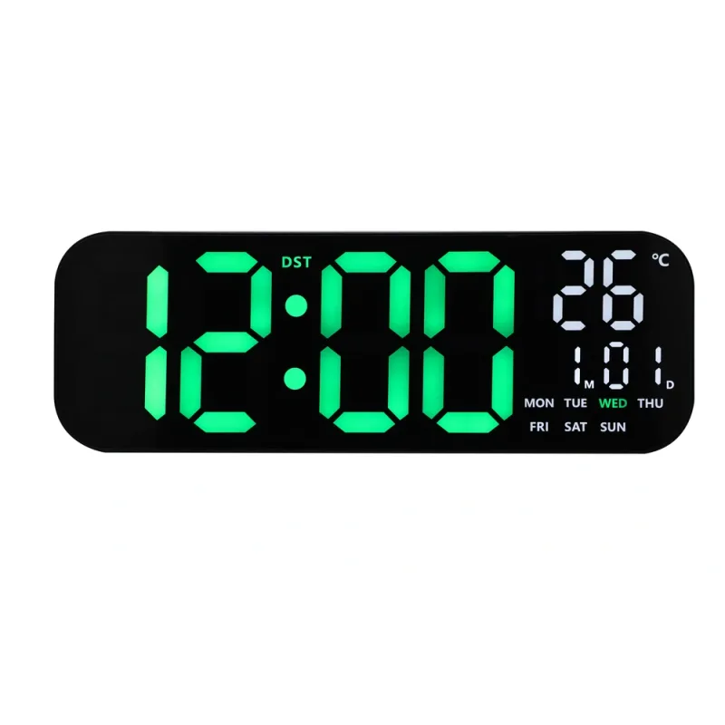 JVD Digitální černé nástěnné hodiny s LED zelenými číslicemi JVD DH9016.2