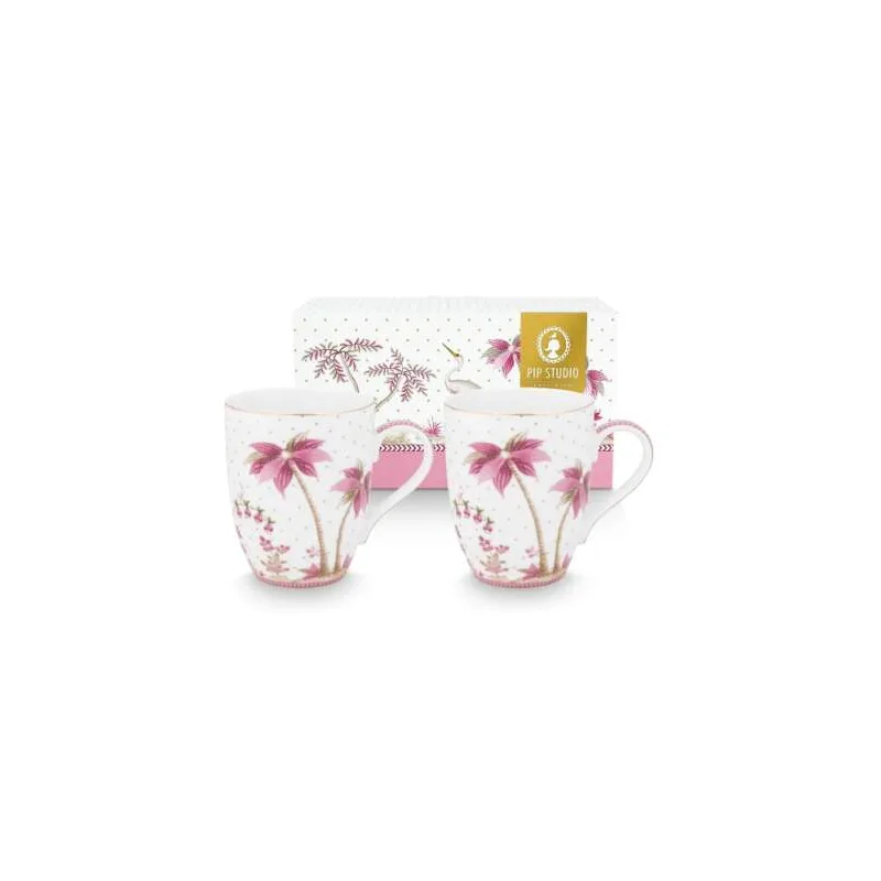 Pip Studio Jolie Dots Gold sada 2 ks hrnků 350ml, růžová