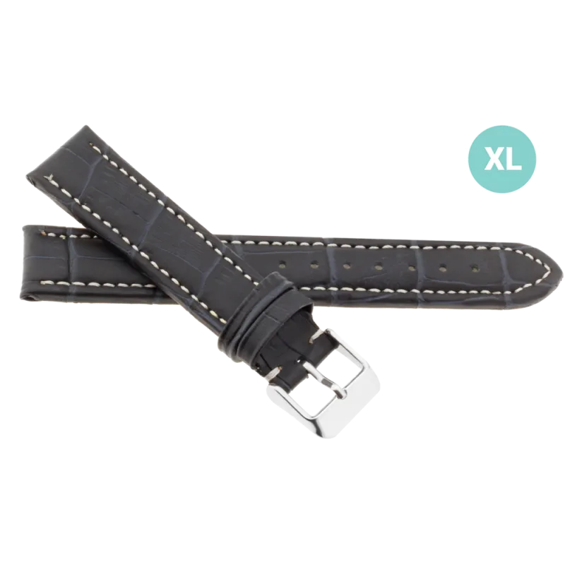 JVD Černý unisex prošívaný řemínek na hodinky R14509/20XL