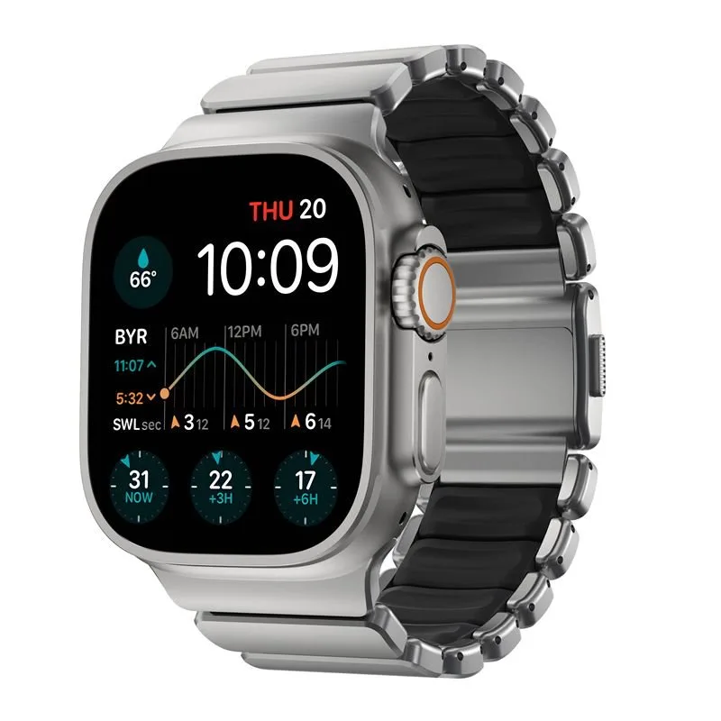 Nomad remienok Stratos pre Apple Watch 44-49mm - Black/Natural Hardware…