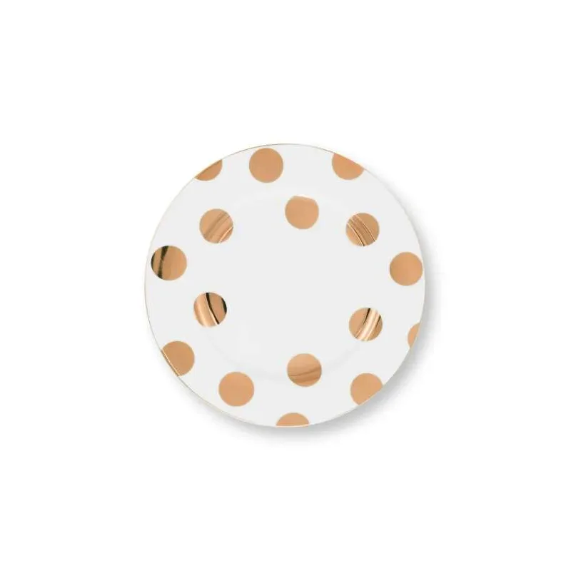 Pip Studio Dot Delight talíř Ø23cm, bílo-zlatý