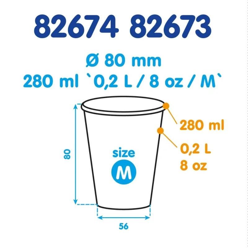 Papírový kelímek SMILEY 280 ml, M (Ø 80 mm) [10 ks] (82673)