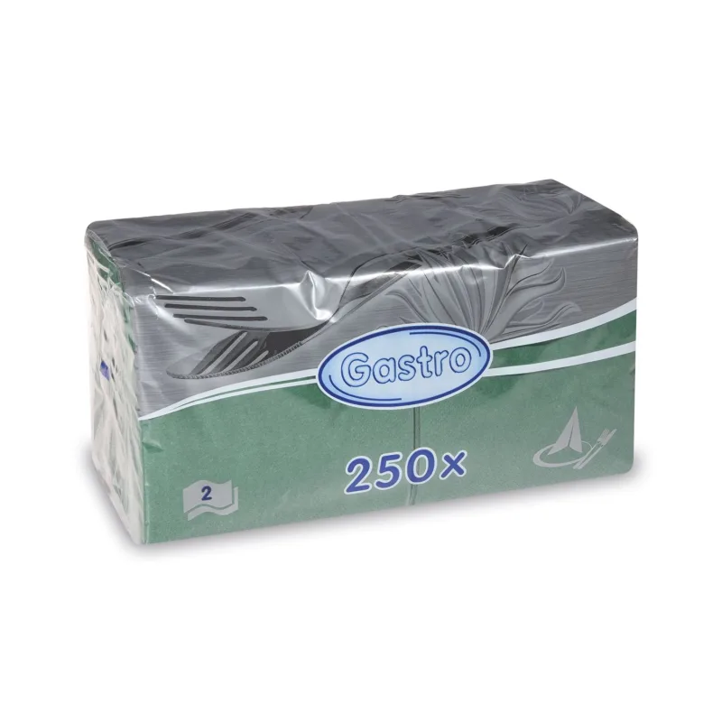 Ubrousky 2-vrstvé 24 x 24 cm tmavě zelené [250 ks] (85906 - 5C)