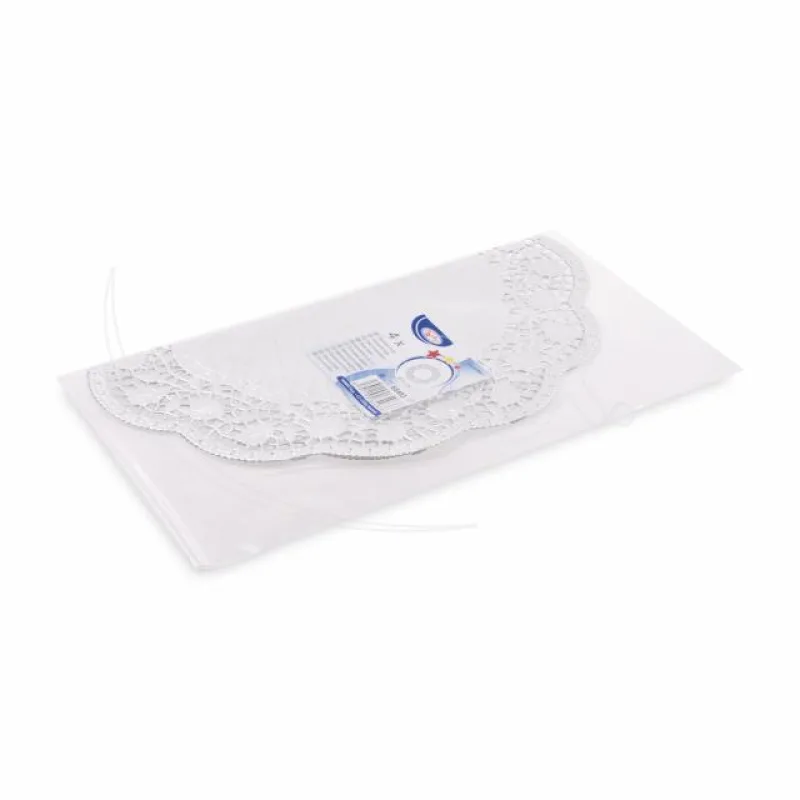 Dekorativní krajky kulaté stříbrné Ø 32 cm [4 ks] (65483)