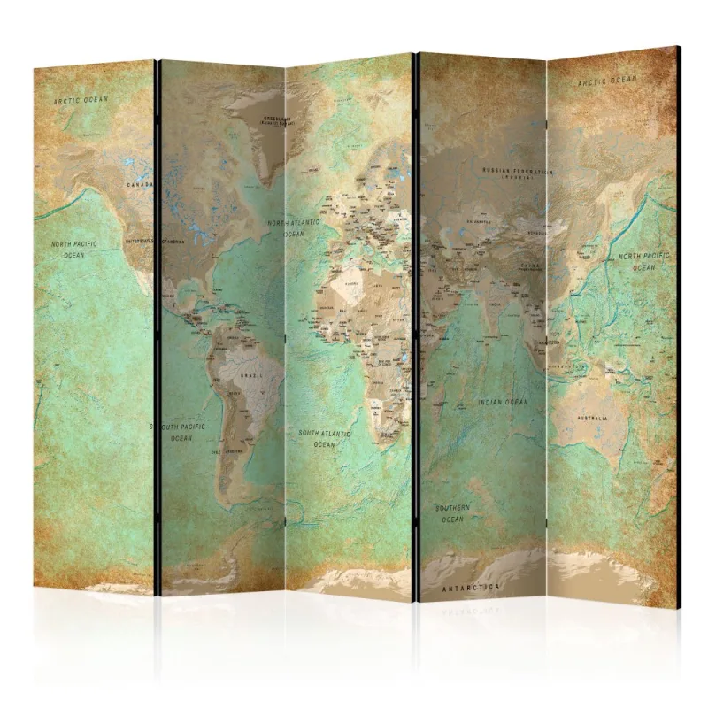 Artgeist Paraván - Turquoise World Map [Room Dividers]