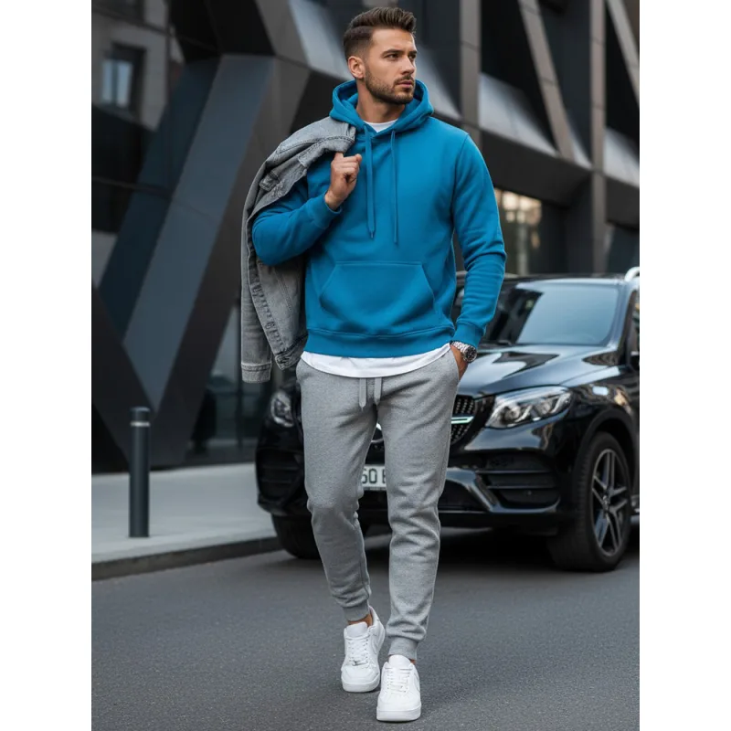 Pánska mikina s kapucňou modrá Dstreet BX5108 XL
