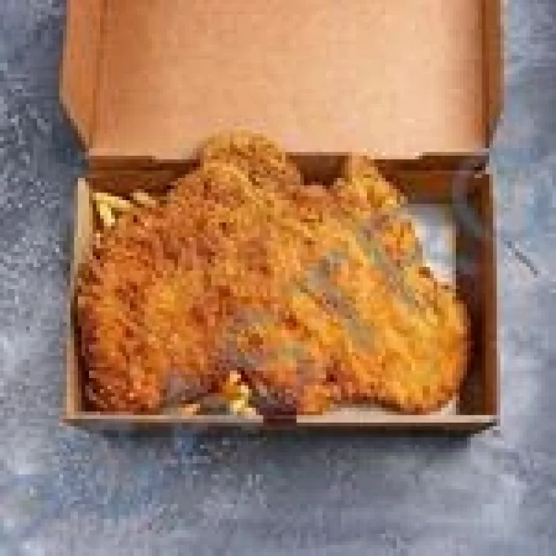 Schnitzel box (mikrovlnitá lepenka) kraft s potiskem 280 x 170 x 60 mm [100 ks] (71817)