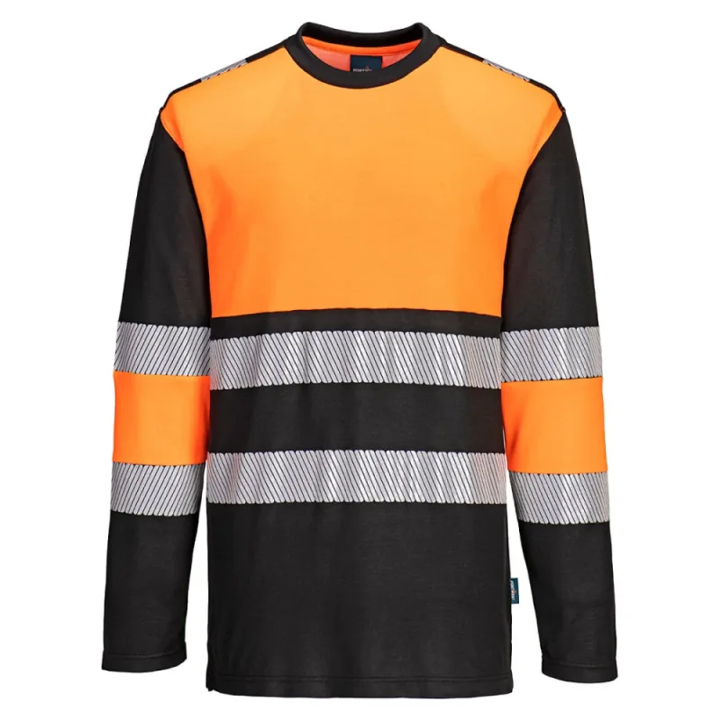 Portwest PW312 PW3 Hi-Vis tričko s dlhým rukávom Orange/Black