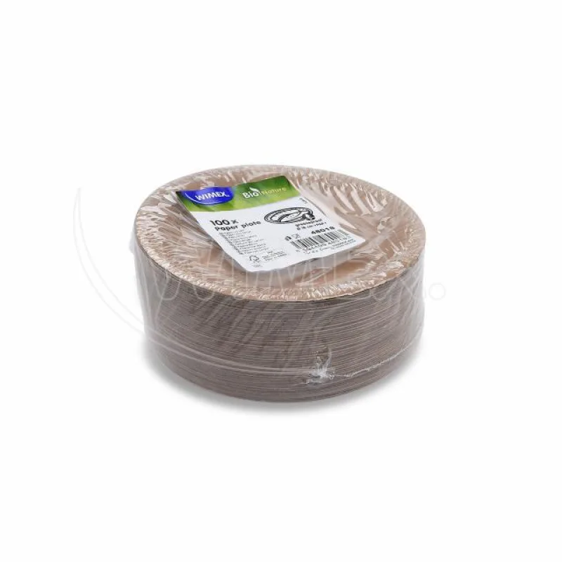 Papírové talíře kraft Ø18cm (FSC Mix) [100 ks] (48018)