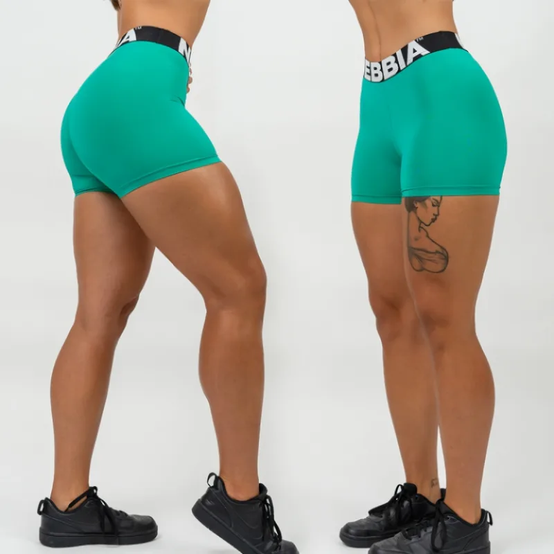 Fitness šortky s vysokým pásom GLUTE PUMP 240 Green - NEBBIA Veľkosť: M