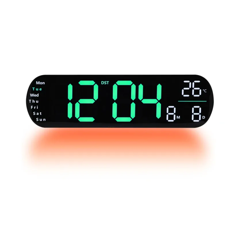JVD Digitální černé nástěnné hodiny s LED zelenými číslicemi JVD DH5502.3