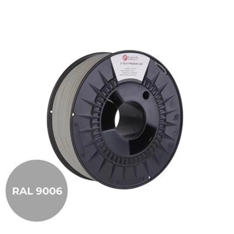 Tlačová struna (filament) C-TECH PREMIUM LINE, PLA, biely hliník, RAL9006…