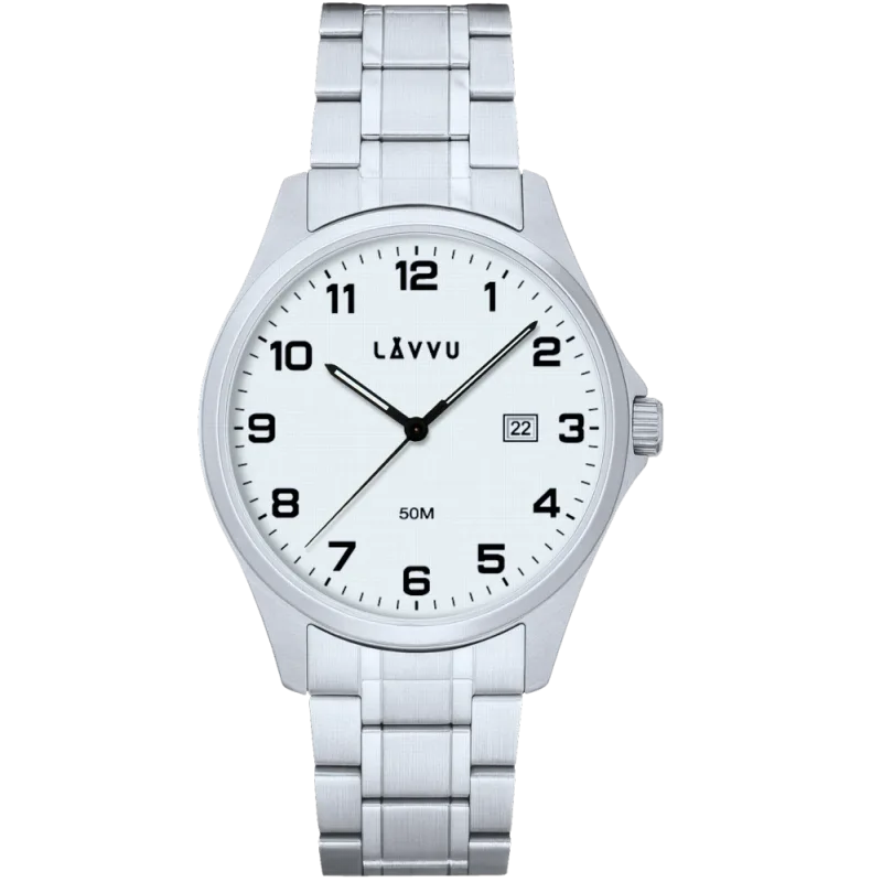 LAVVU Náramkové ocelové pánské hodinky GLIMT White LWM0320