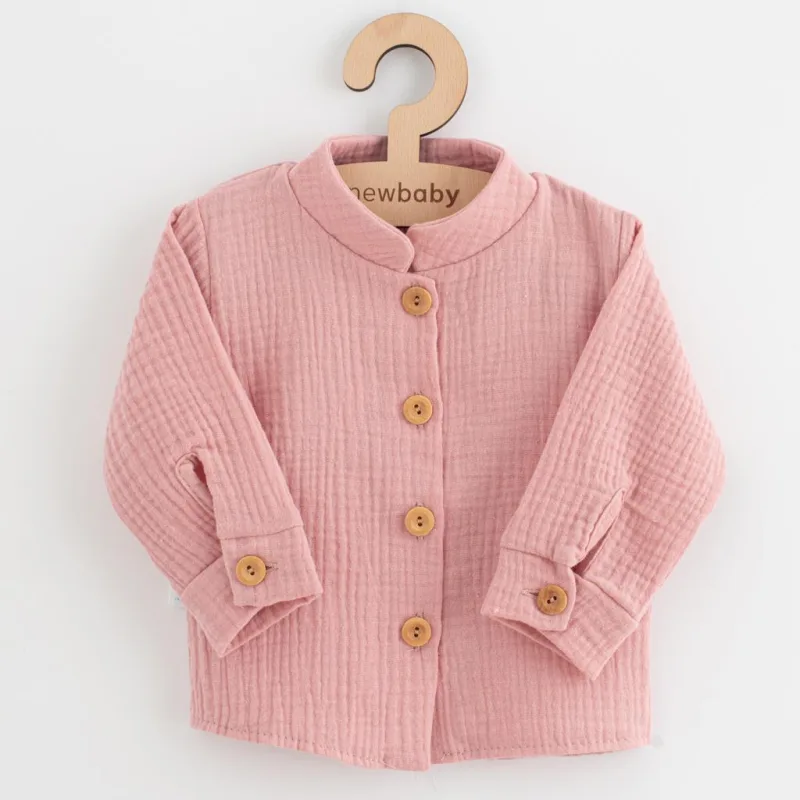 Dojčenská mušelínová košeľa New Baby Soft dress ružová
